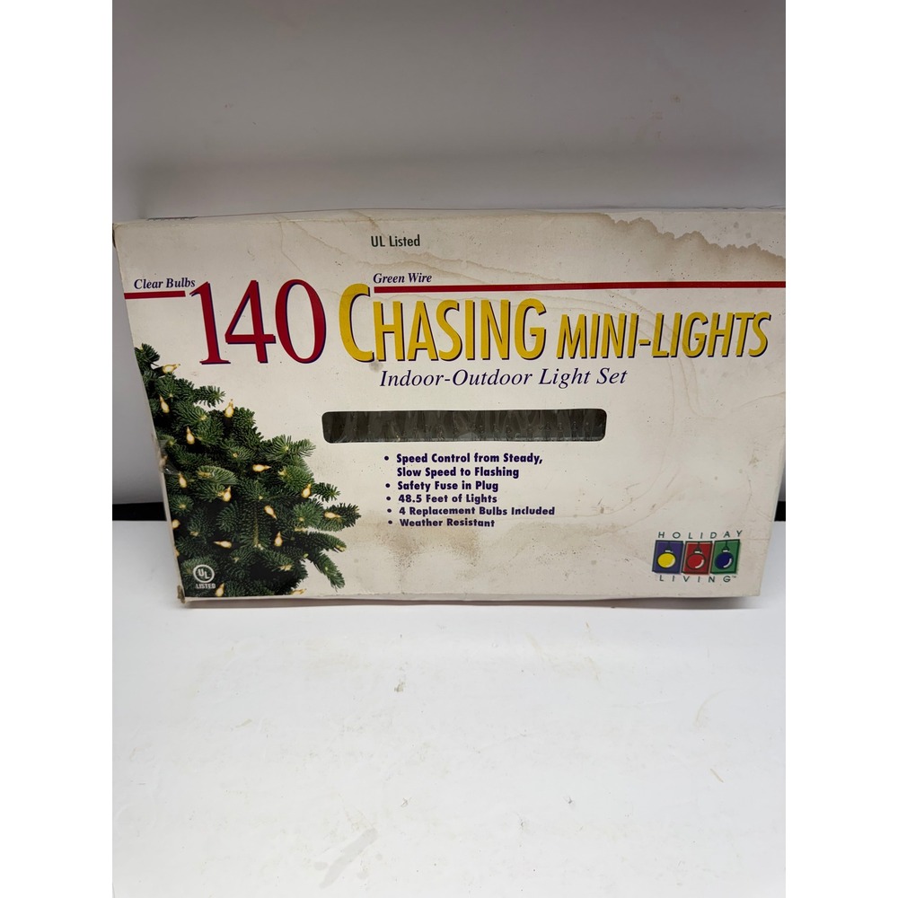 Holiday Living 140 Chasing Mini Lights Clear Bulbs Green Wire DKA-140/4F-C